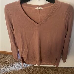 LOFT Brown 3/4 Sleeve Relaxed T-Shirt
